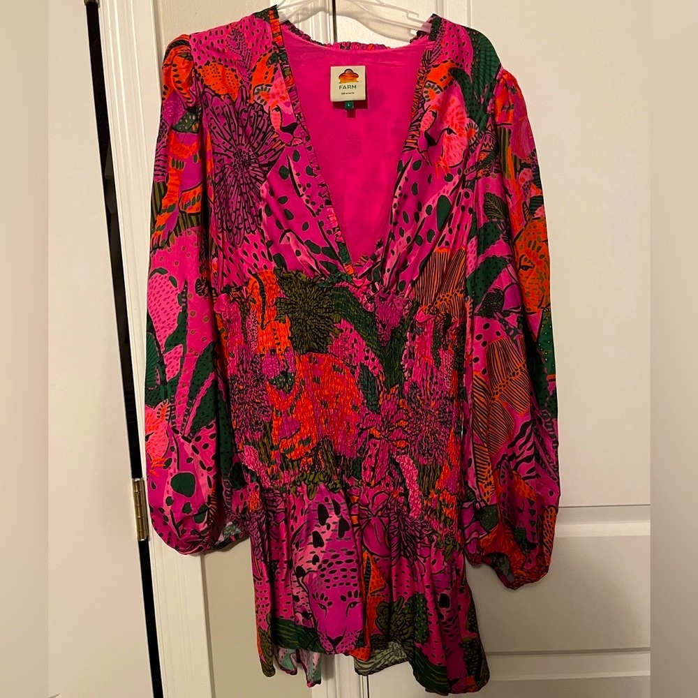 Farm Rio Pink Cool Leopards Lenzing Mini Dress